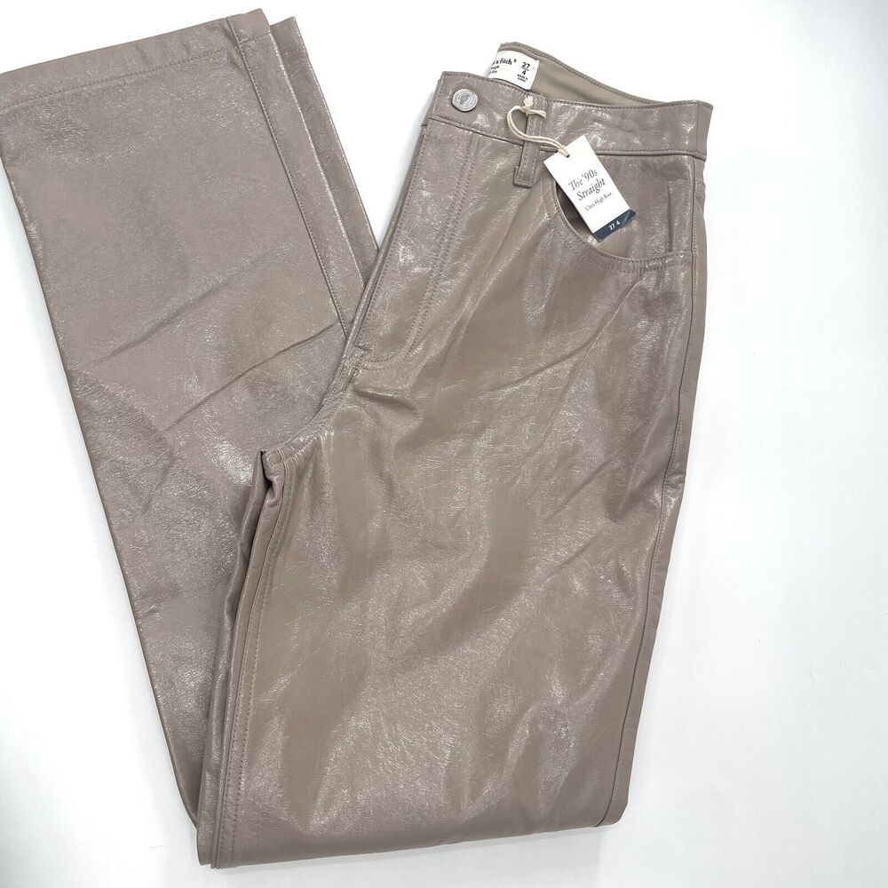 Abercrombie & Fitch 90s Straight  Ultra High Rise Vegan Leather Pant Size 27/4